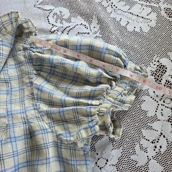 Dôen Sparrow Top In Blue Meadowlark Plaid Ramie Size Small - Picture 14 of 16